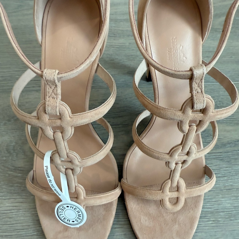 Hermes Nude Strappy Heels